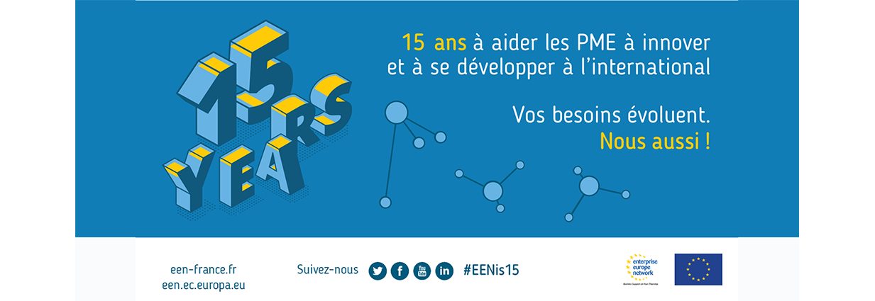 #EENis15 bannière anniversaire du réseau Enterprise Europe Network